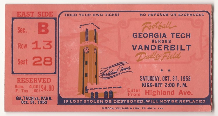 1953-10-31 - Georgia Tech at Vanderbilt