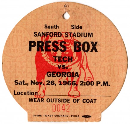 1966-11-26 - Georgia Tech at Georgia - Press Pass