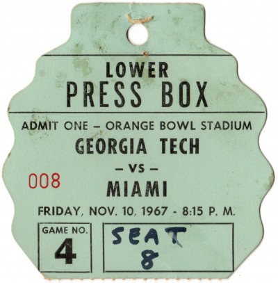 1967-11-10 - Georgia Tech at Miami - Press Pass
