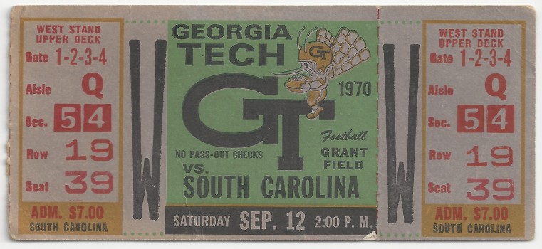 1970-09-12 - Georgia Tech vs. South Carolina