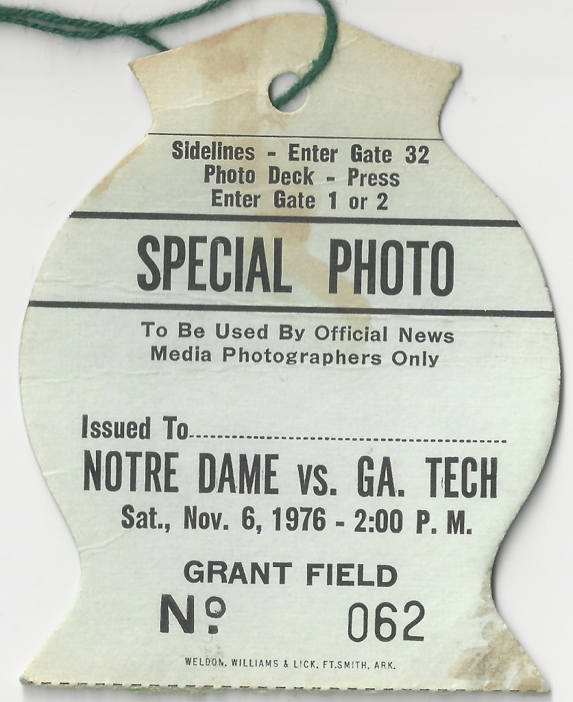 1976-11-06 - Georgia Tech vs. Notre Dame - Press Pass