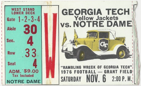 1976-11-06 - Georgia Tech vs. Notre Dame
