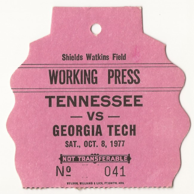 1977-10-08 - Georgia Tech at Tennessee - Press Pass