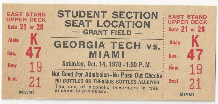 1978-10-14 - Georgia Tech vs. Miami - Student