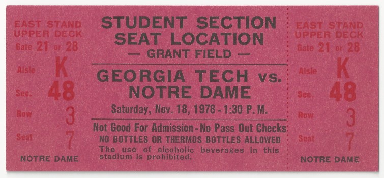 1978-11-18 - Georgia Tech vs. Notre Dame - Student