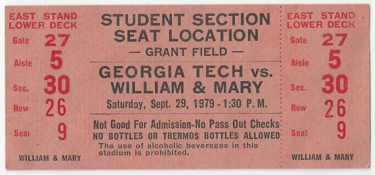 1979-09-29 - Georgia Tech vs. William & Mary - Student