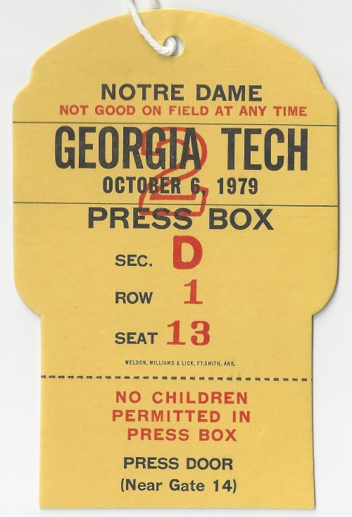 1979-10-06 - Georgia Tech at Notre Dame - Press Pass