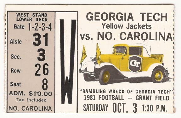 1981-10-03 - Georgia Tech vs. North Carolina