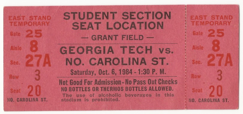 1984-10-06 - Georgia Tech vs. North Carolina State - Student