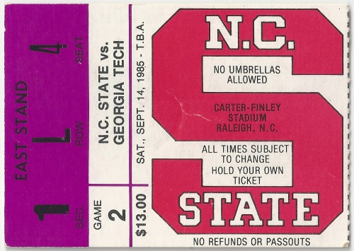 1985-09-14 - Georgia Tech at North Carolina State