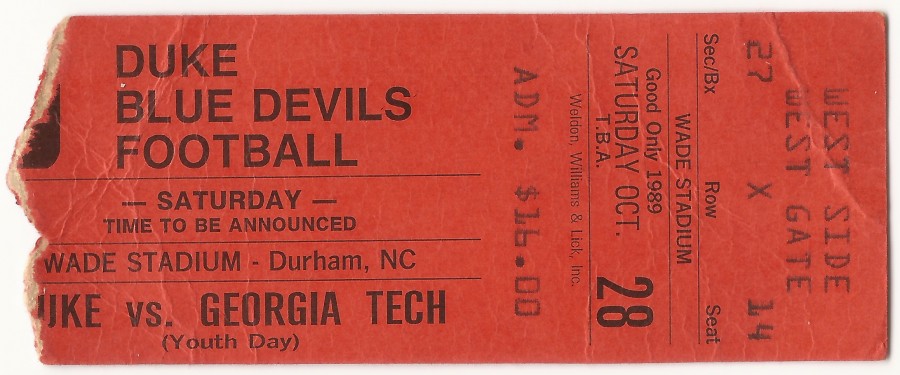 1989-10-28 - Georgia Tech at Duke