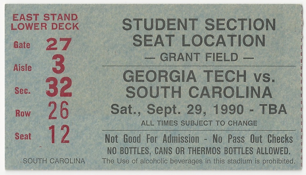 1990-09-29 - Georgia Tech vs. South Carolina - Student
