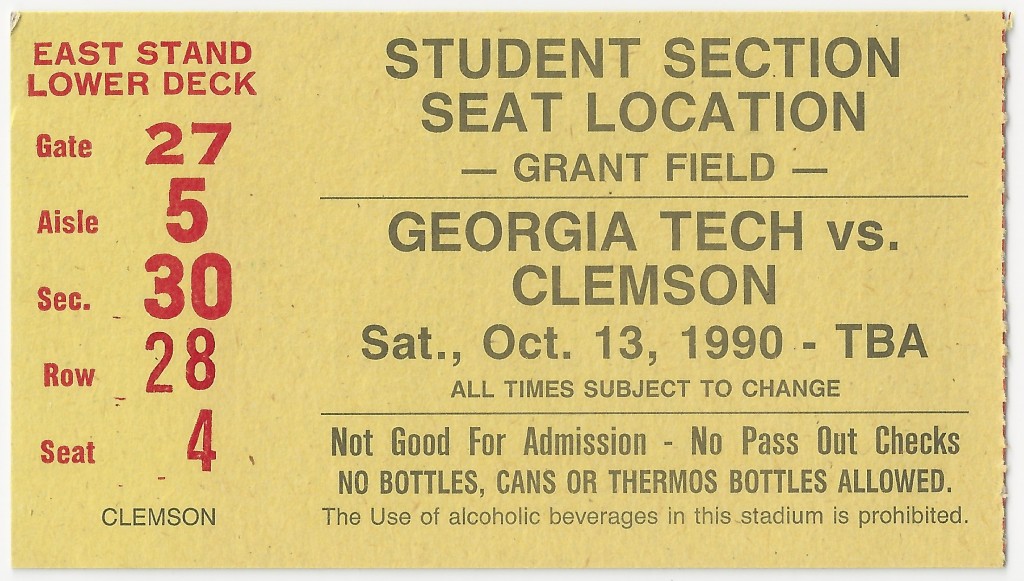 1990-10-13 - Georgia Tech vs. Clemson - Student