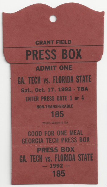 1992-10-17 - Georgia Tech vs. Florida State - Press Pass