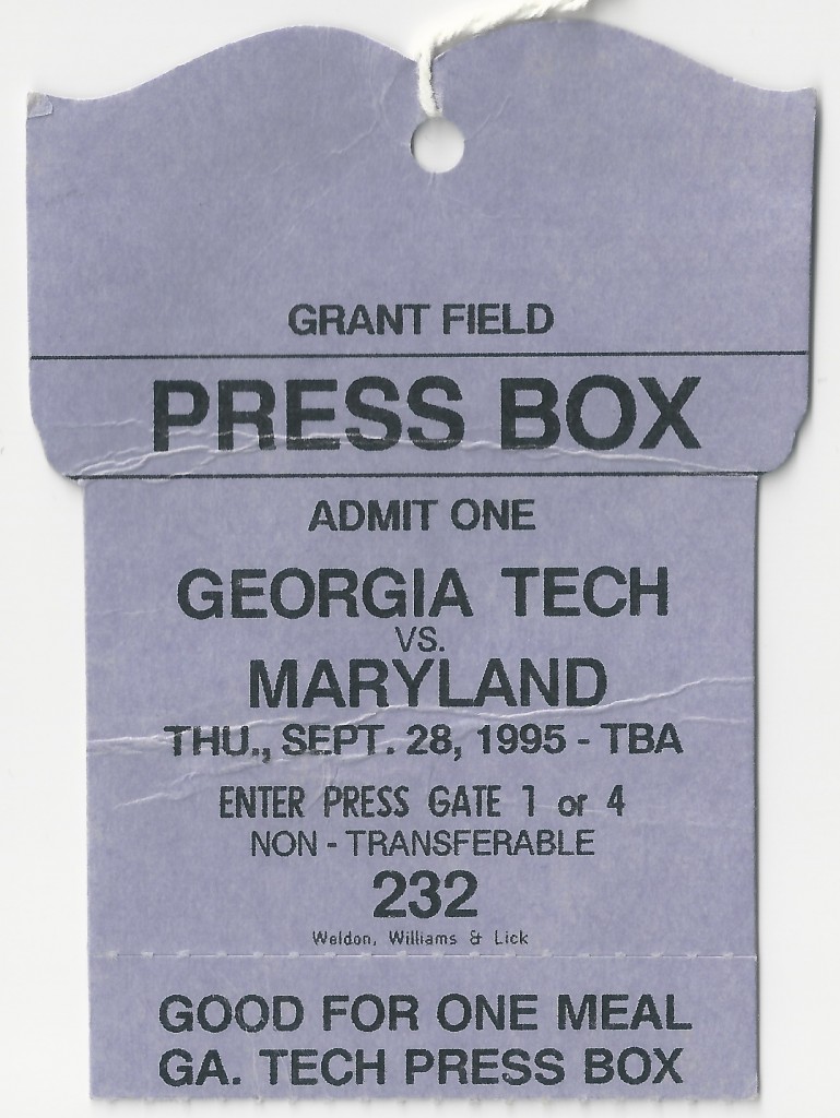 1995-09-28 - Georgia Tech vs. Maryland - Press Pass