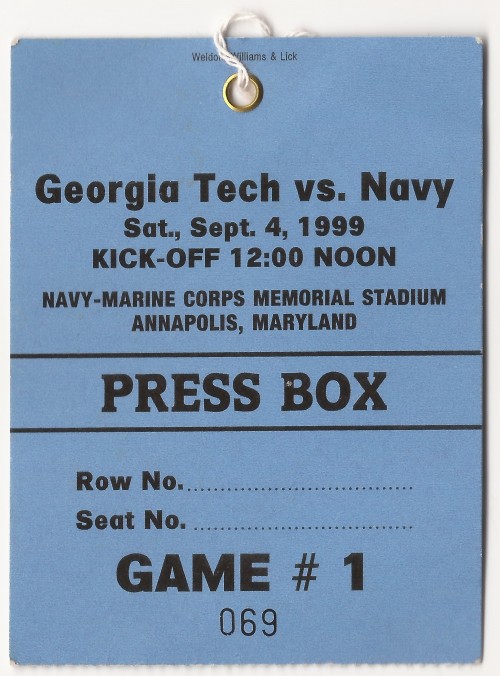 1999-09-04 - Georgia Tech at Navy - Press Pass