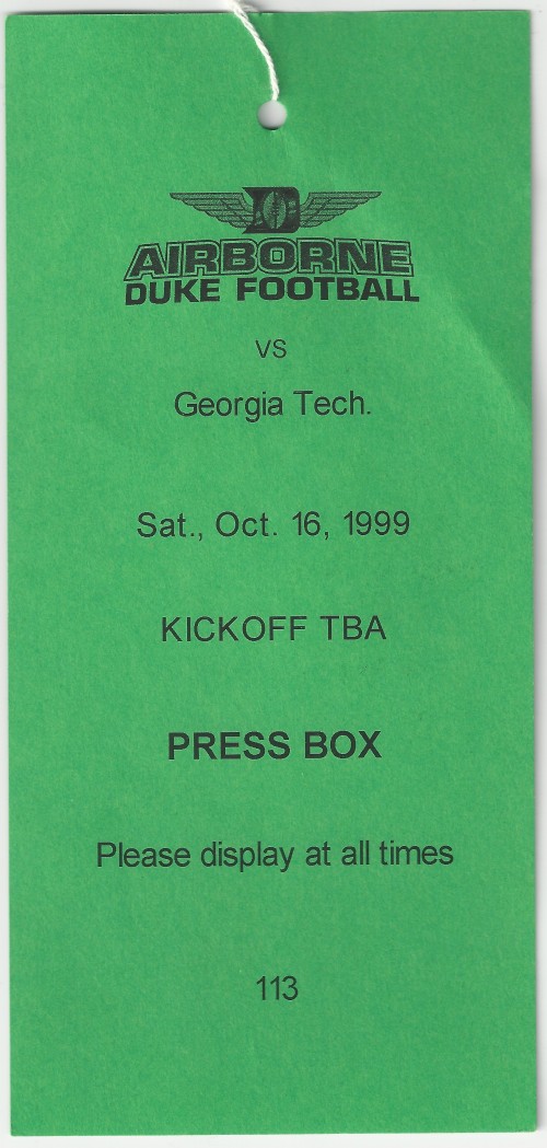 1999-10-16 - Georgia Tech at Duke - Press Pass