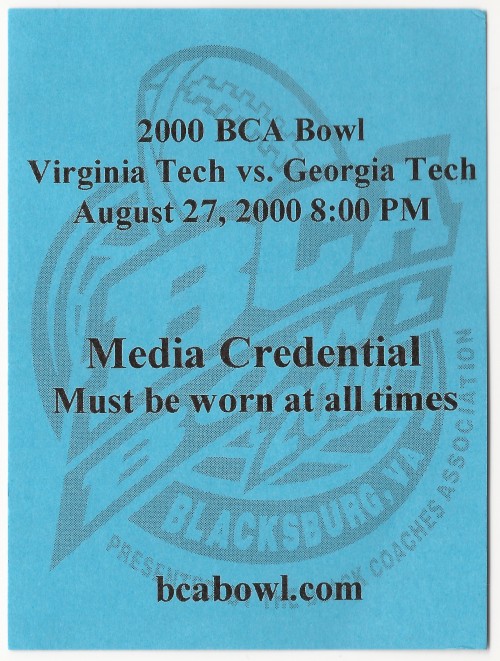 Georgia Tech at Virginia Tech - 2000 BCA Bowl