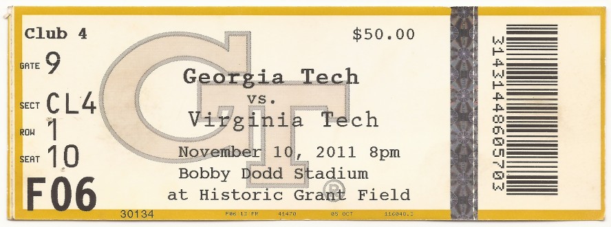 2011-11-10 - Georgia Tech vs. Virginia Tech - Box Office