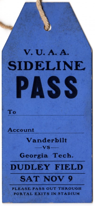 1929-11-09 - Georgia Tech at Vanderbilt - Sideline Pass