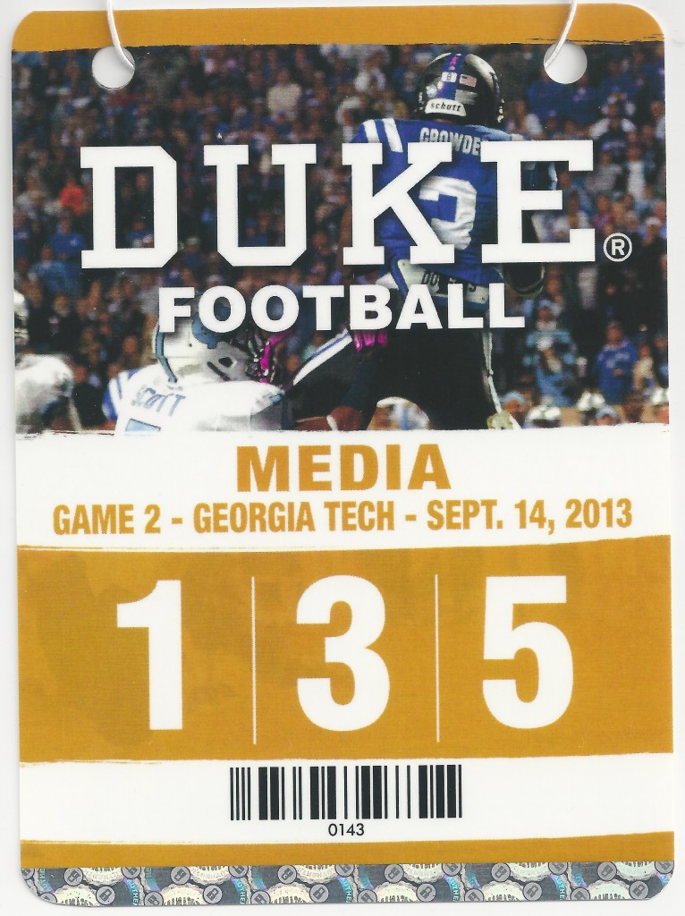2013-09-14 - Georgia Tech at Duke - Press Pass