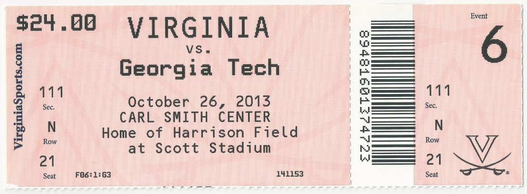 2013-10-26 - Georgia Tech at Virginia - Box Office