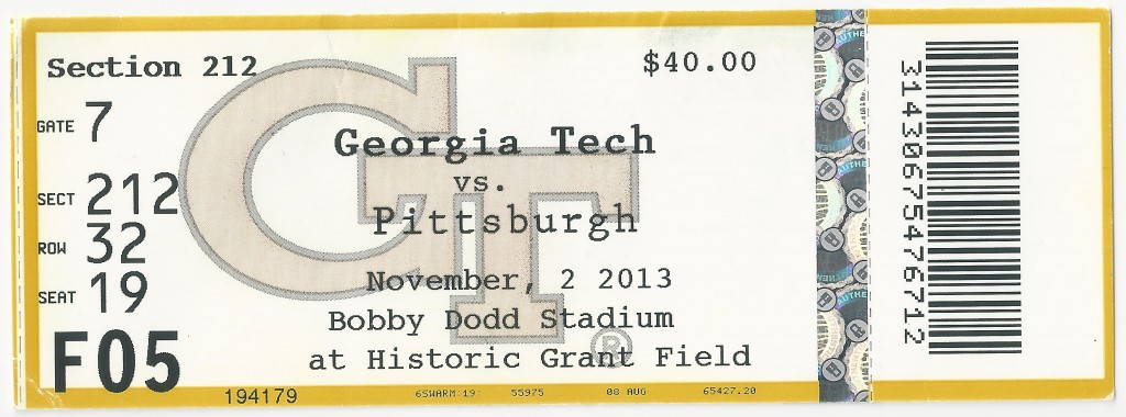 2013-11-02 - Georgia Tech vs. Pittsburgh - Box Office