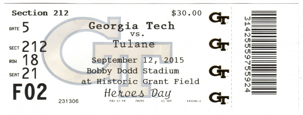 2015-09-12 - Georgia Tech vs. Tulane - Box Office