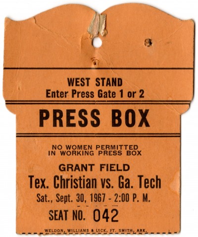 1967-09-30 - Georgia Tech vs. Texas Christian - Press Pass