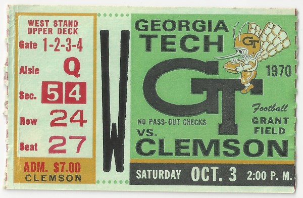 1970-10-03 - Georgia Tech vs. Clemson