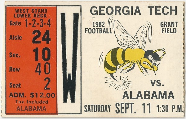 1982-09-11 - Georgia Tech vs. Alabama