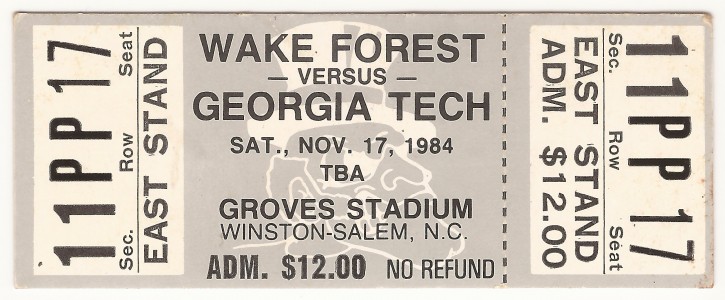 1984-11-17 - Georgia Tech at Wake Forest