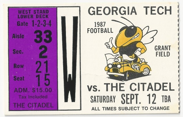 1987-09-12 - Georgia Tech vs. Citadel