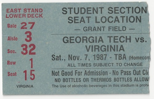 1987-11-07 - Georgia Tech vs. Virginia - Student