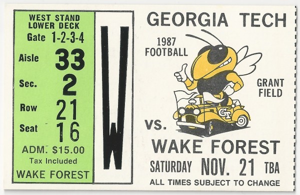 1987-11-21 - Georgia Tech vs. Wake Forest