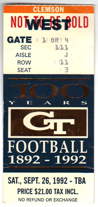 1992-09-26 - Georgia Tech vs. Clemson