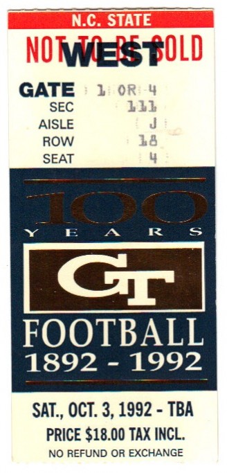1992-10-03 - Georgia Tech vs. North Carolina State