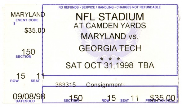 1998-10-31 - Georgia Tech vs. Maryland - Baltimore Stadium
