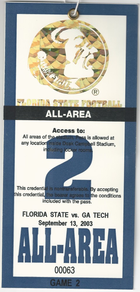 2003-09-13 - Georgia Tech at Florida State - All Area Pass