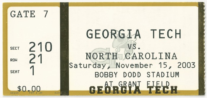 Georgia Tech vs. North Carolina - 2003