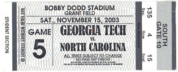 Georgia Tech vs. North Carolina - 2003