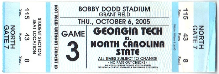 2005-10-06 - Georgia Tech vs. North Carolina State - Student