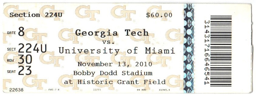 2010-11-13 - Georgia Tech vs. Miami - General Admission
