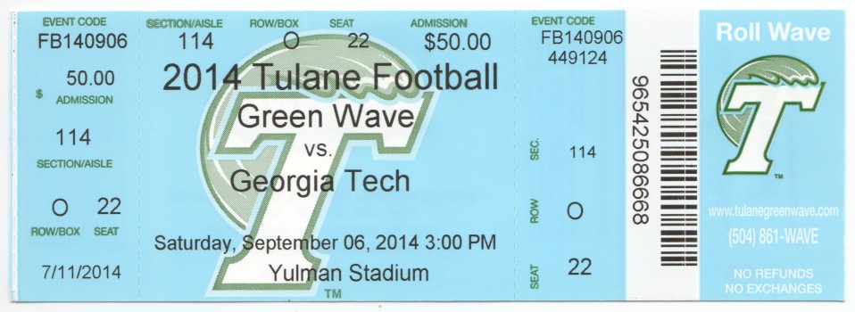 2014-09-06 - Georgia Tech at Tulane - Box Office