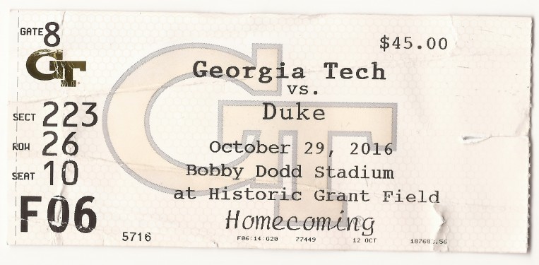 2016-10-29 - Georgia Tech vs. Duke - Box Office
