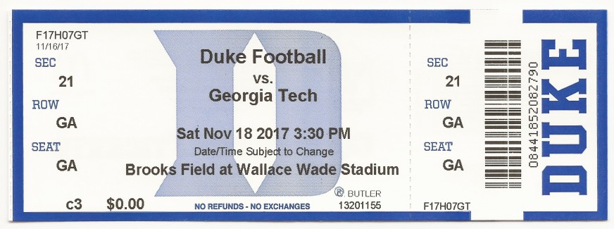 2017-11-18 - Georgia Tech at Duke - Box Office